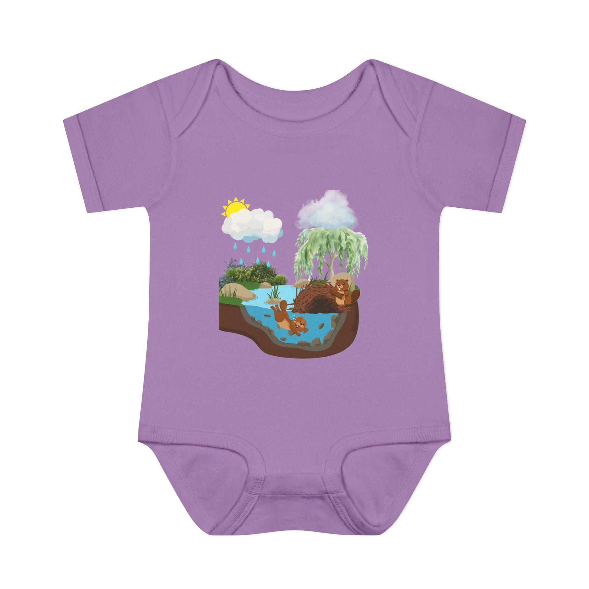 Woodland Pond Baby Bodysuit — Otter & Nature Infant Onesie