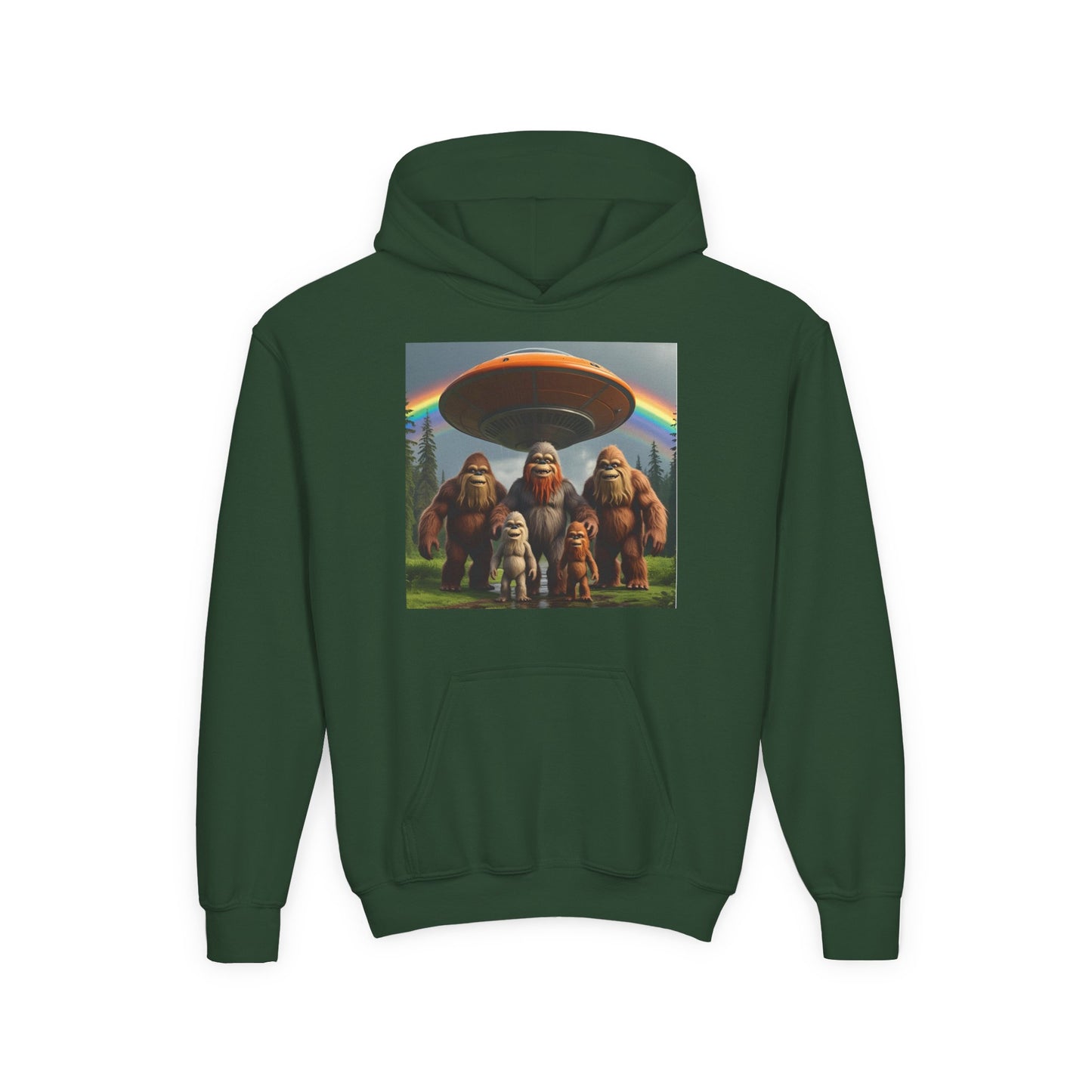 Youth Hoodie with Fun Bigfoot Design, Casual Sweatshirt for Kids, Perfect for Camp, Holidays, or Everyday Wear