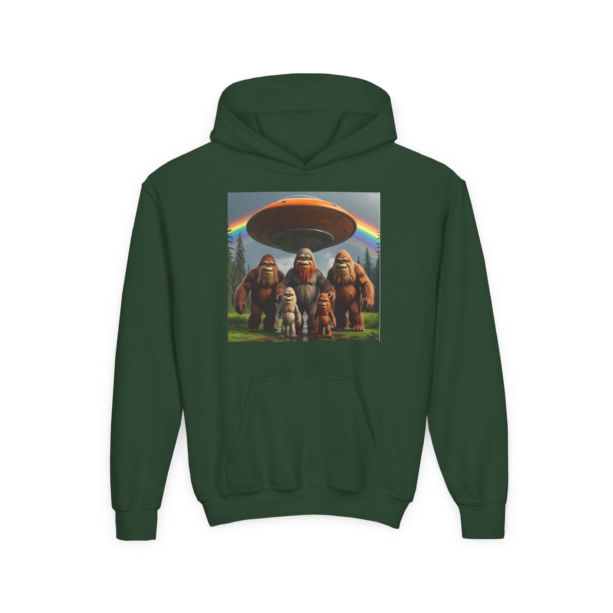 Youth Hoodie with Fun Bigfoot Design, Casual Sweatshirt for Kids, Perfect for Camp, Holidays, or Everyday Wear