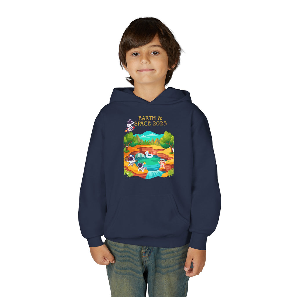 Youth Earth & Space 2025 Graphic Hoodie, Fun For Kids, Perfect for School, Space Lovers Gift, Comfortable Everyday Wear