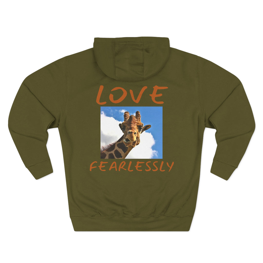 Giraffe 'Love Fearlessly' Hoodie — Animal Lover Graphic Fleece