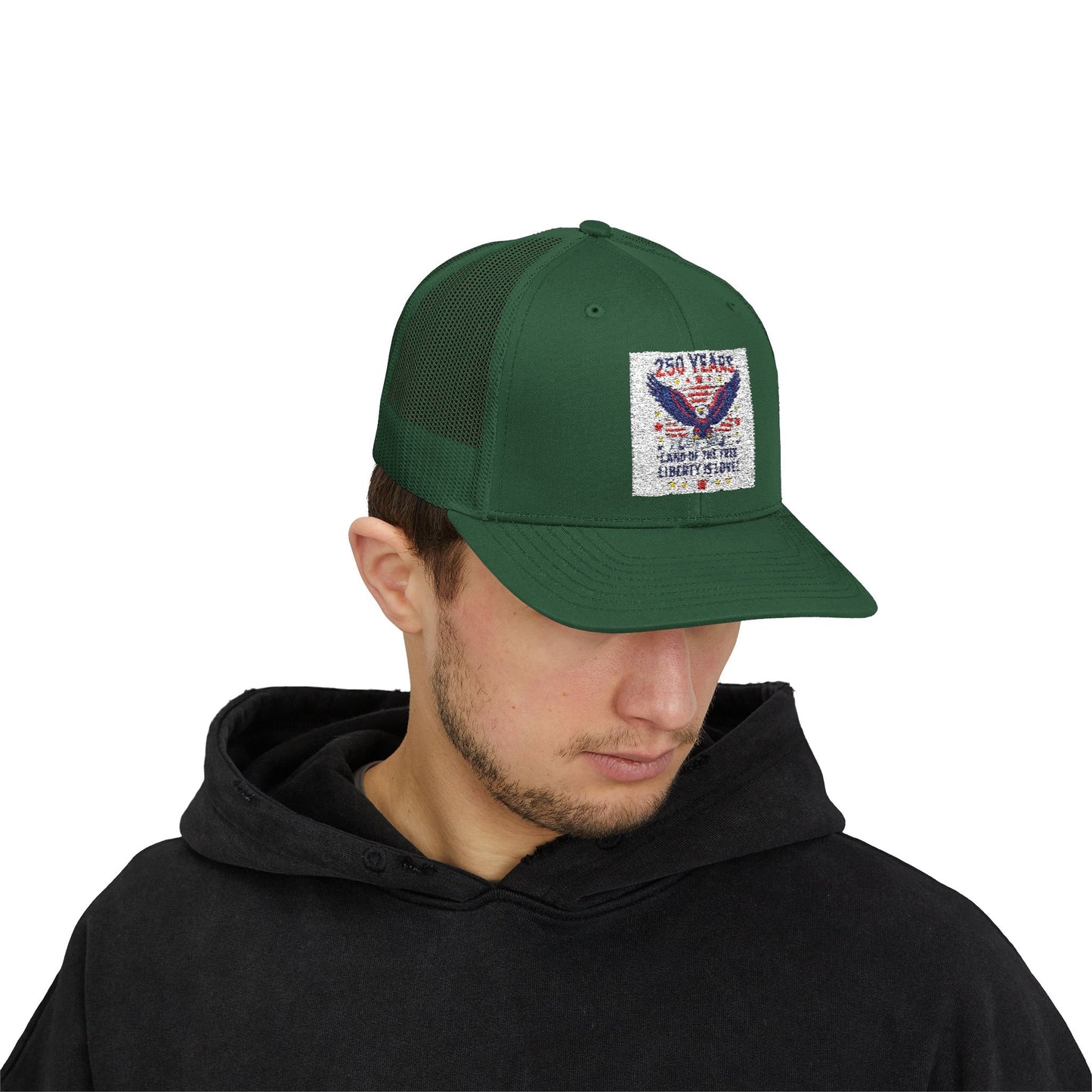 Patriotic Eagle Snapback Trucker Cap — USA Flag Graphic