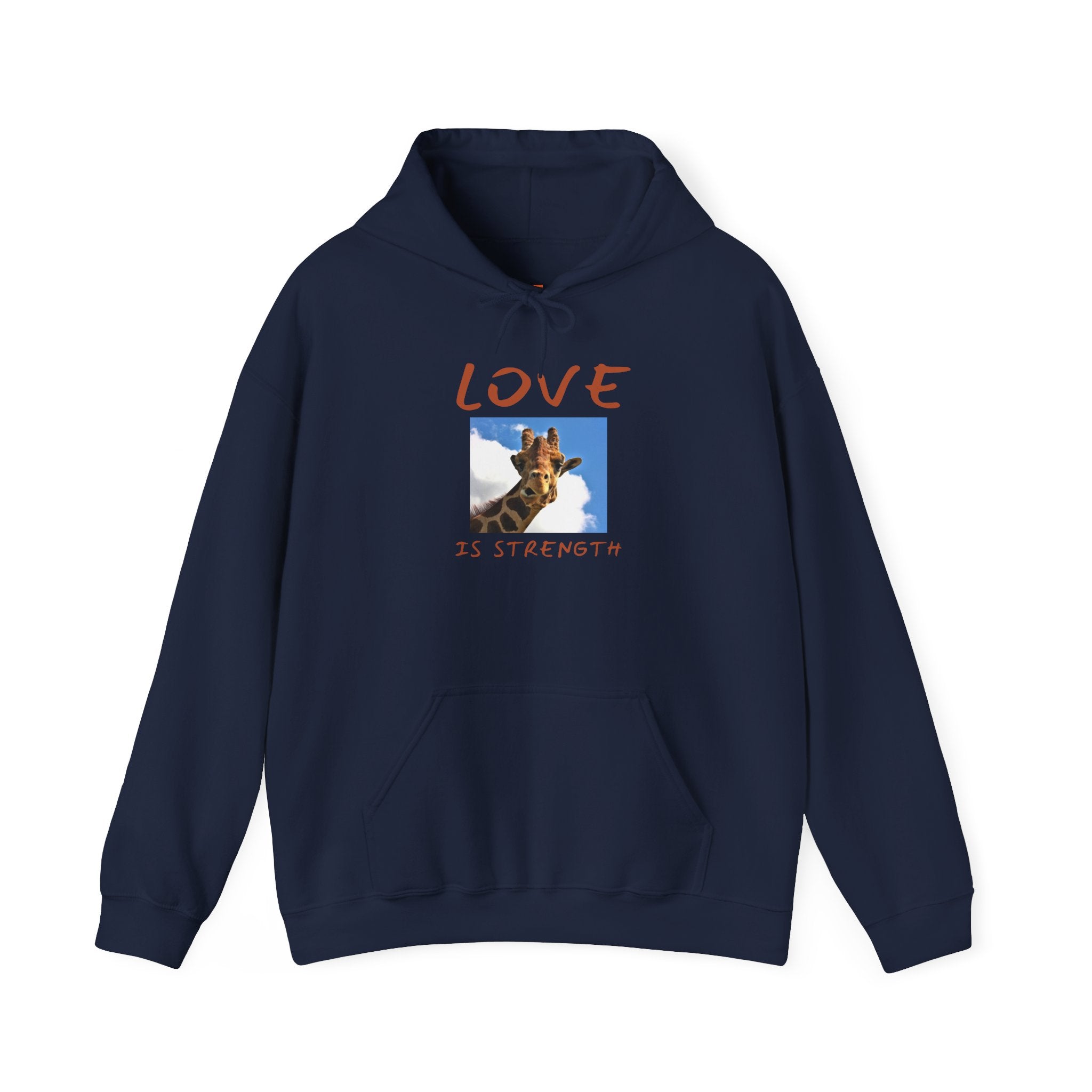 Giraffe Love Hoodie – "Love Is Strength" Wonder Path Empowering Joy Sweatshirt