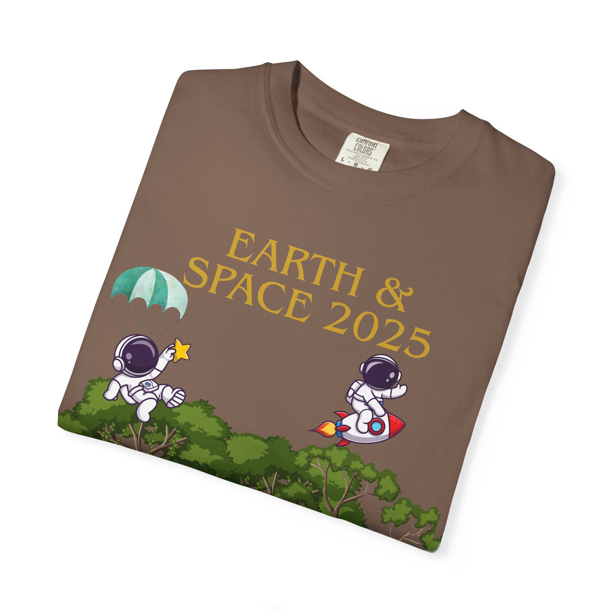 Earth & Space 2025 Unisex T-shirt, Cute Astronaut Tee, Nature Lover Shirt, Space Exploration Gift, Eco-Friendly Tee