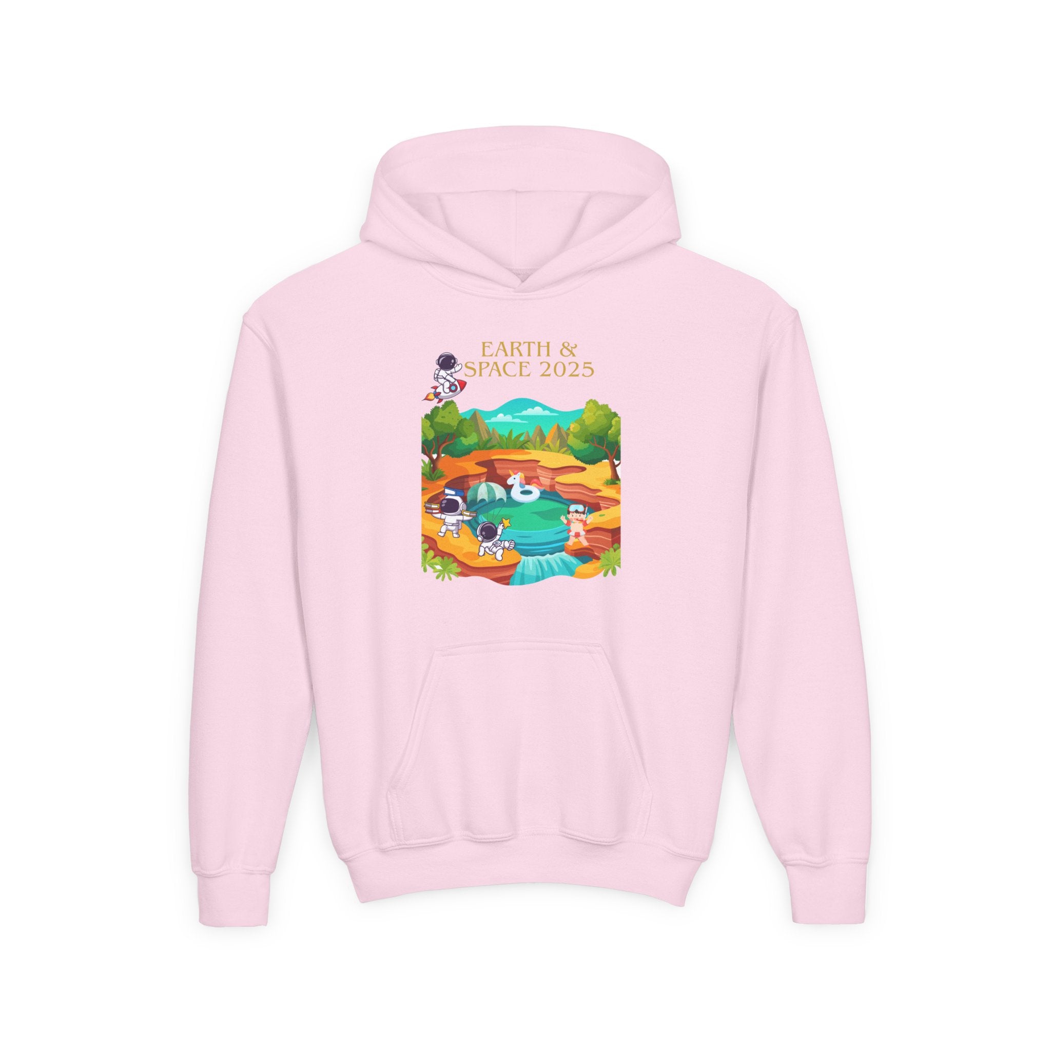 Youth Earth & Space 2025 Graphic Hoodie, Fun For Kids, Perfect for School, Space Lovers Gift, Comfortable Everyday Wear