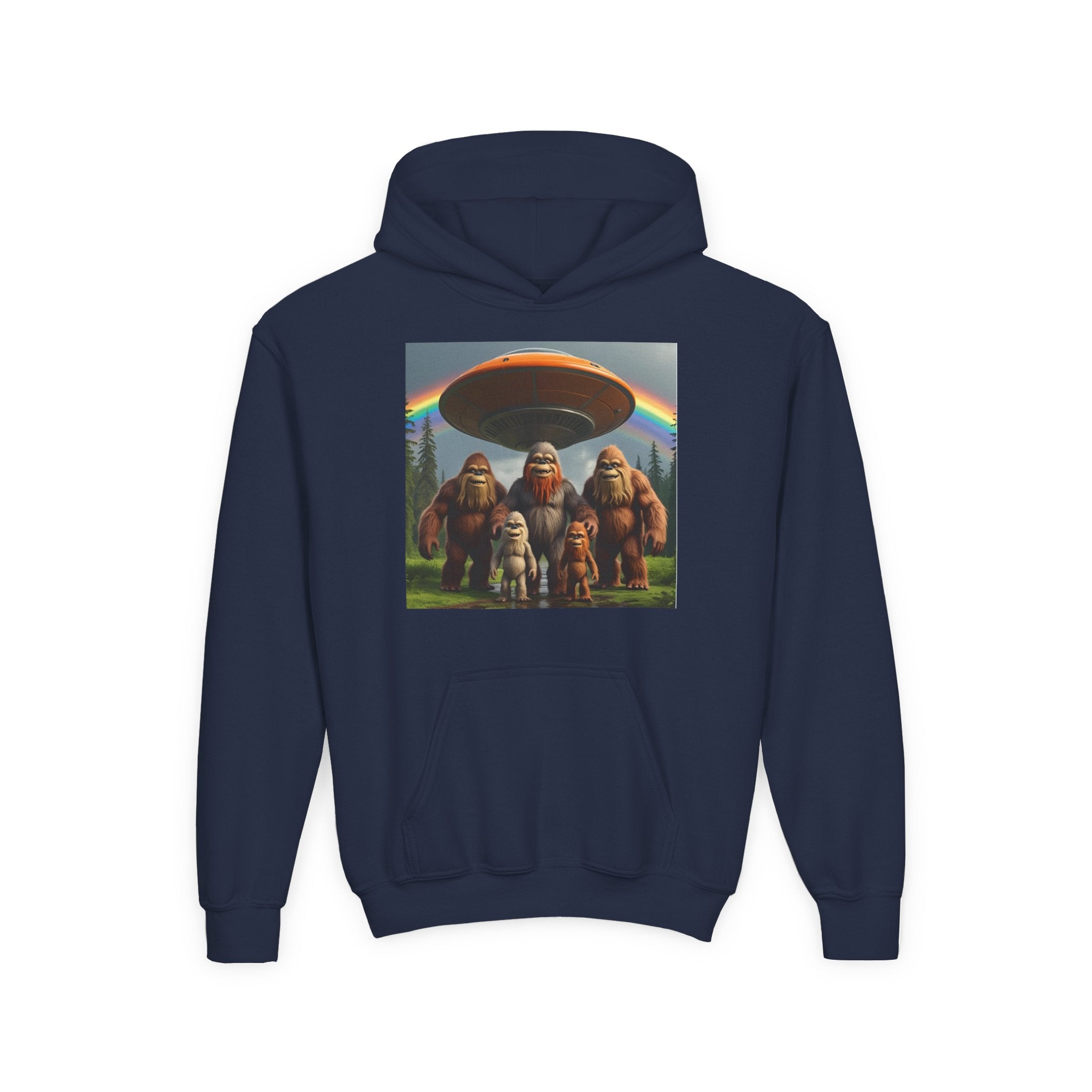 Youth Hoodie with Fun Bigfoot Design, Casual Sweatshirt for Kids, Perfect for Camp, Holidays, or Everyday Wear