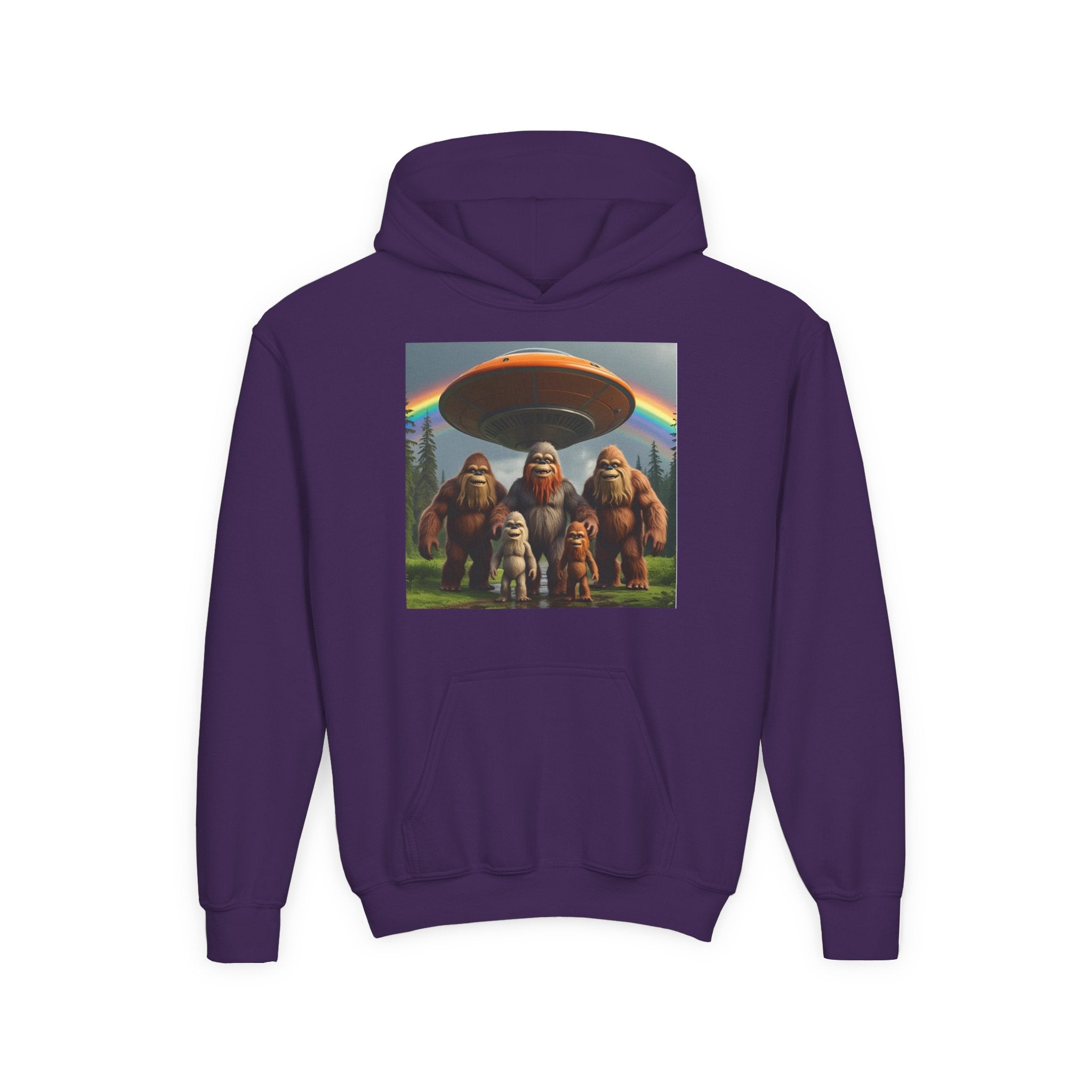 Youth Hoodie with Fun Bigfoot Design, Casual Sweatshirt for Kids, Perfect for Camp, Holidays, or Everyday Wear