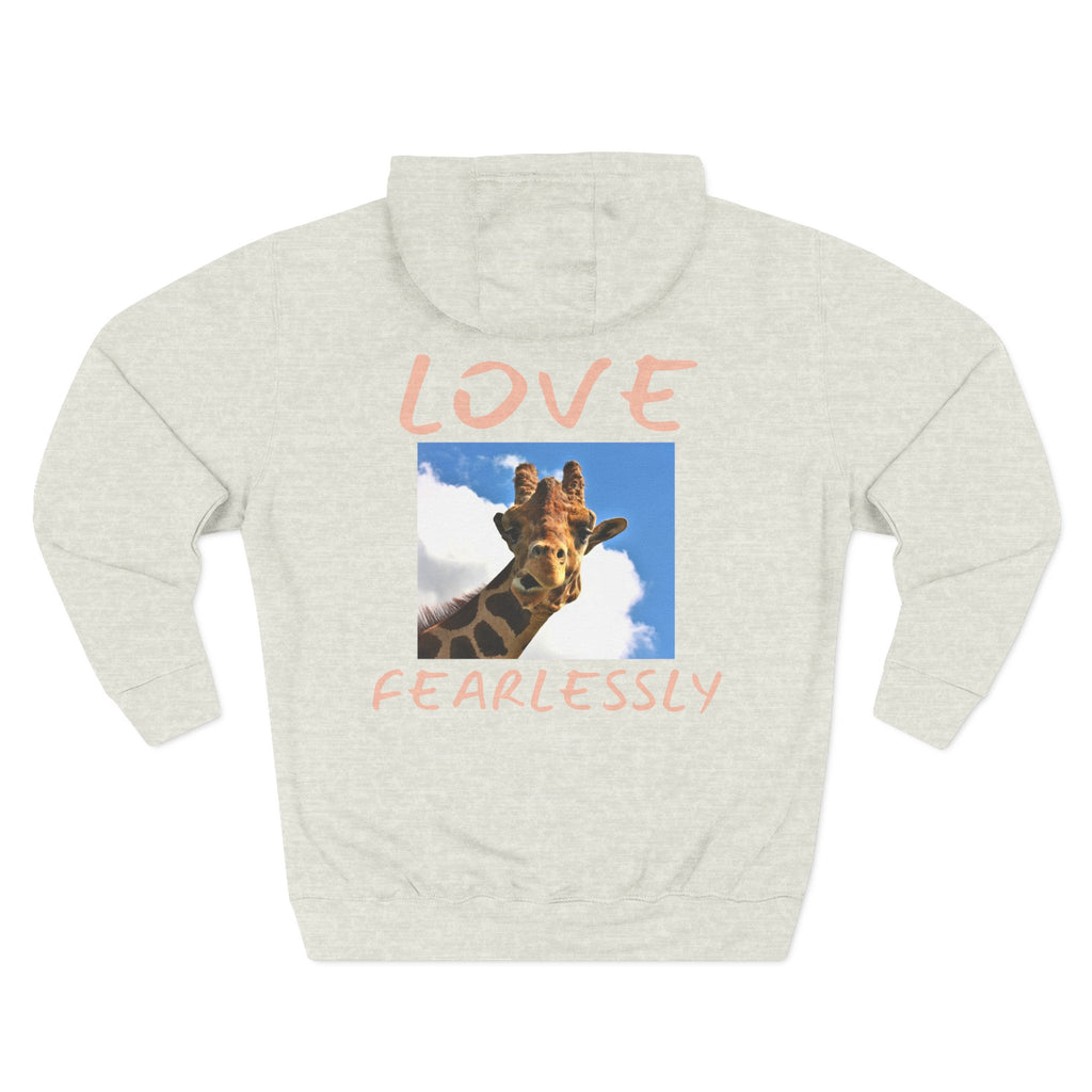 Giraffe 'Love Fearlessly' Hoodie — Animal Lover Graphic Fleece