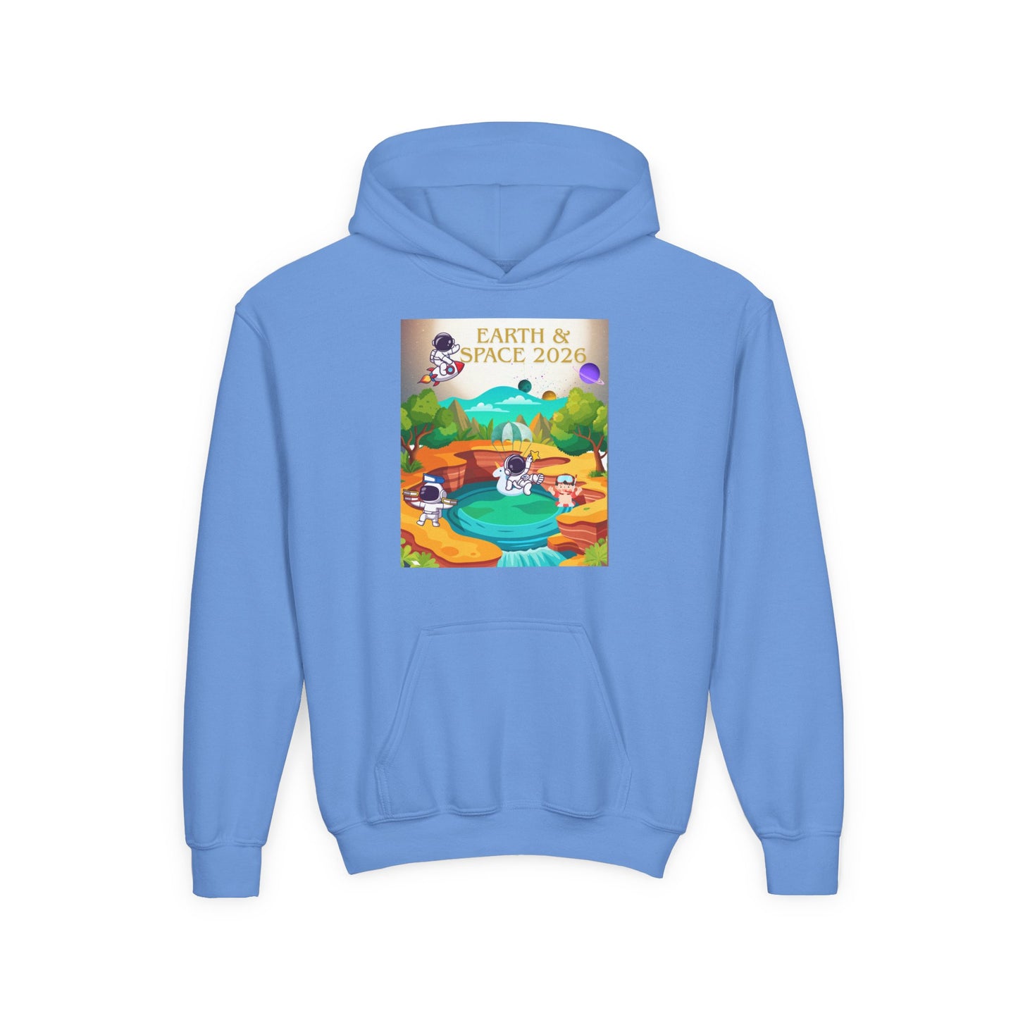 Earth & Space 2026 Youth Hoodie — Cute Space Explorer Kids Sweatshirt
