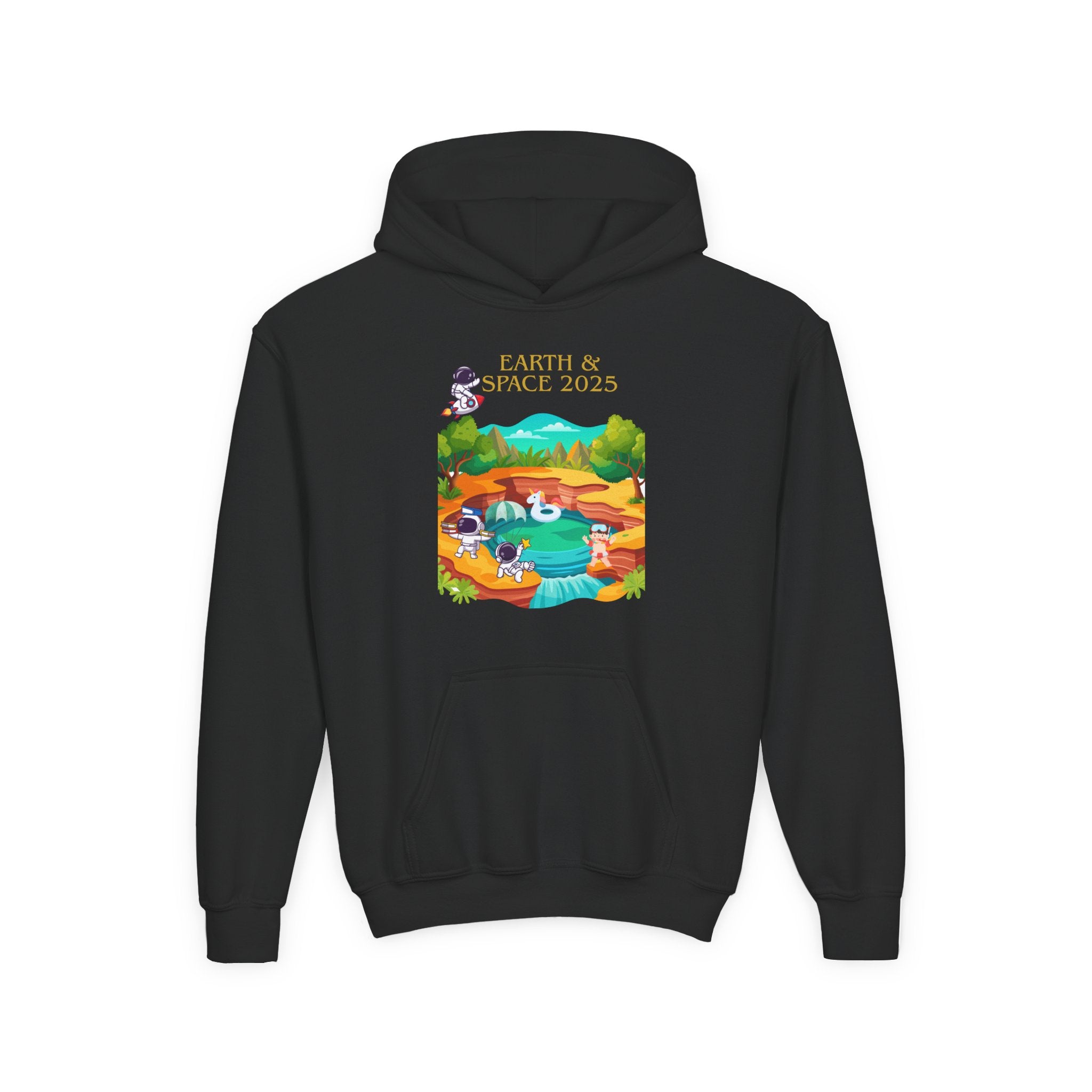 Youth Earth & Space 2025 Graphic Hoodie, Fun For Kids, Perfect for School, Space Lovers Gift, Comfortable Everyday Wear