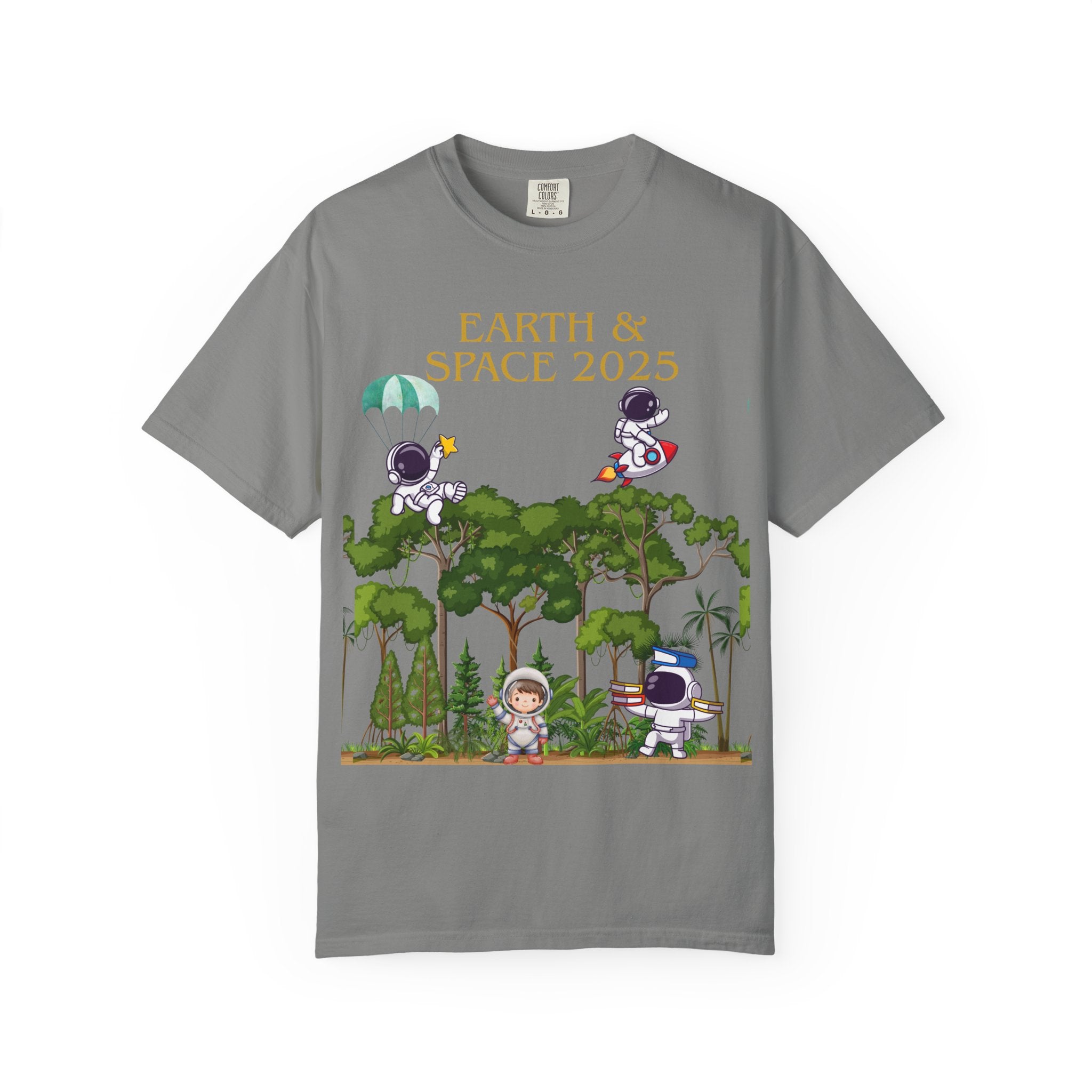 Earth & Space 2025 Unisex T-shirt, Cute Astronaut Tee, Nature Lover Shirt, Space Exploration Gift, Eco-Friendly Tee
