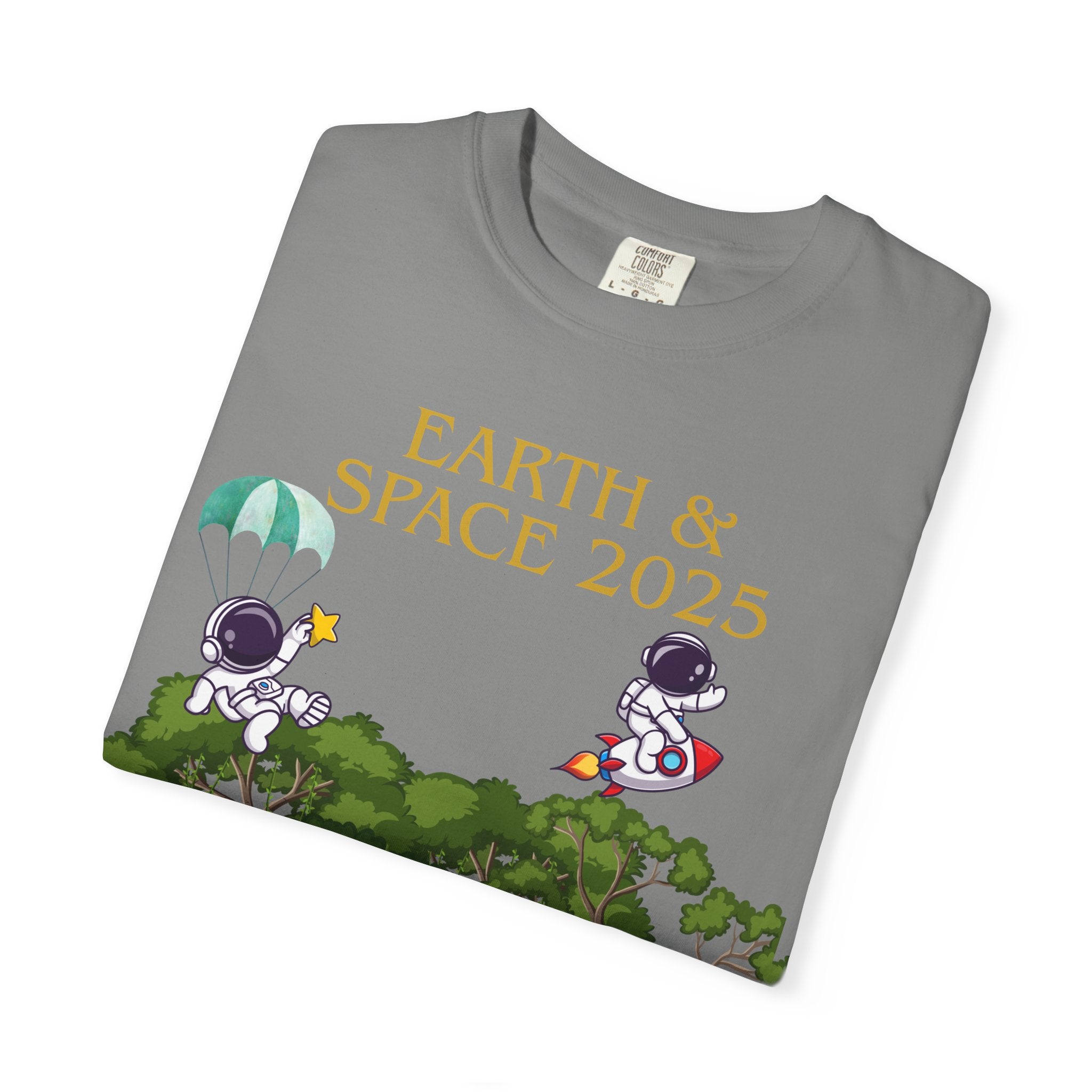 Earth & Space 2025 Unisex T-shirt, Cute Astronaut Tee, Nature Lover Shirt, Space Exploration Gift, Eco-Friendly Tee