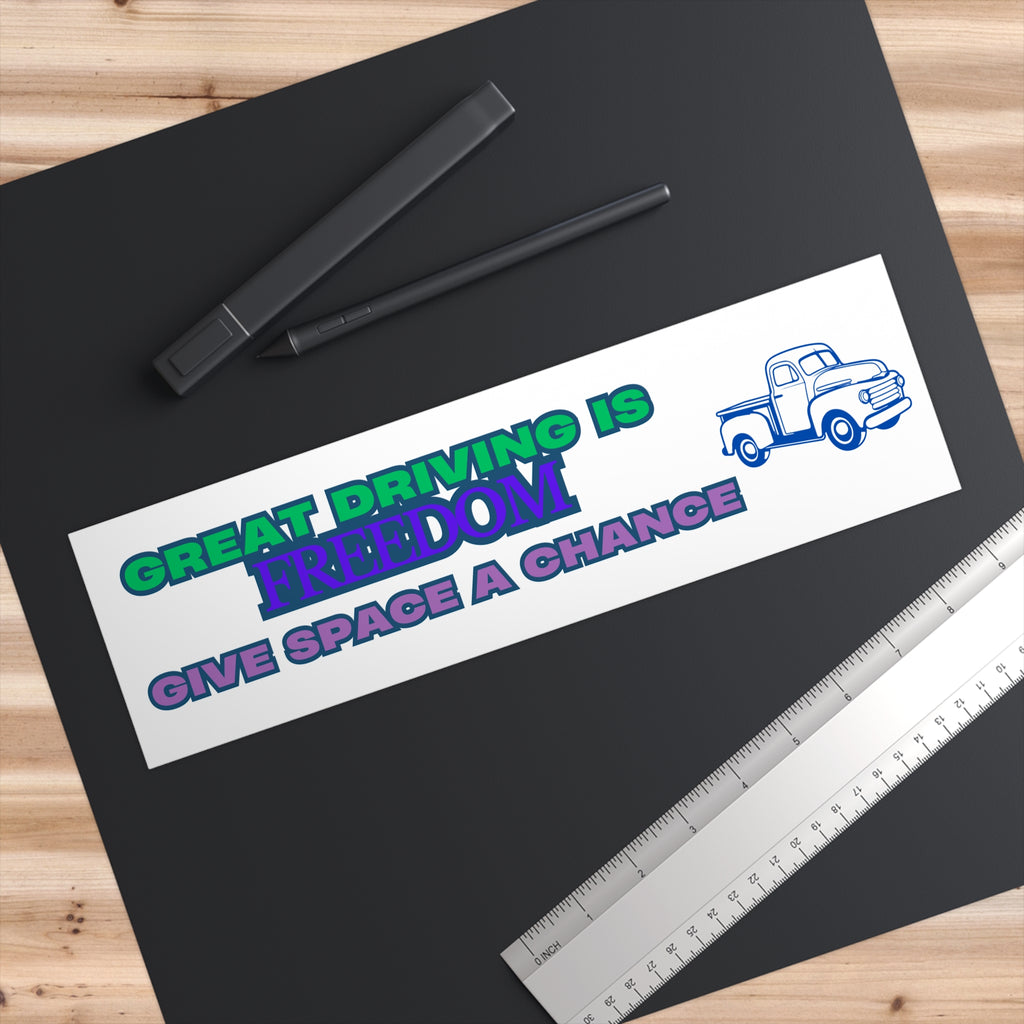 Freedom Bumper Sticker, Car Decal, Give Space a Chance, Truck Decor, Vehicle Art, Road Trip Accessories
