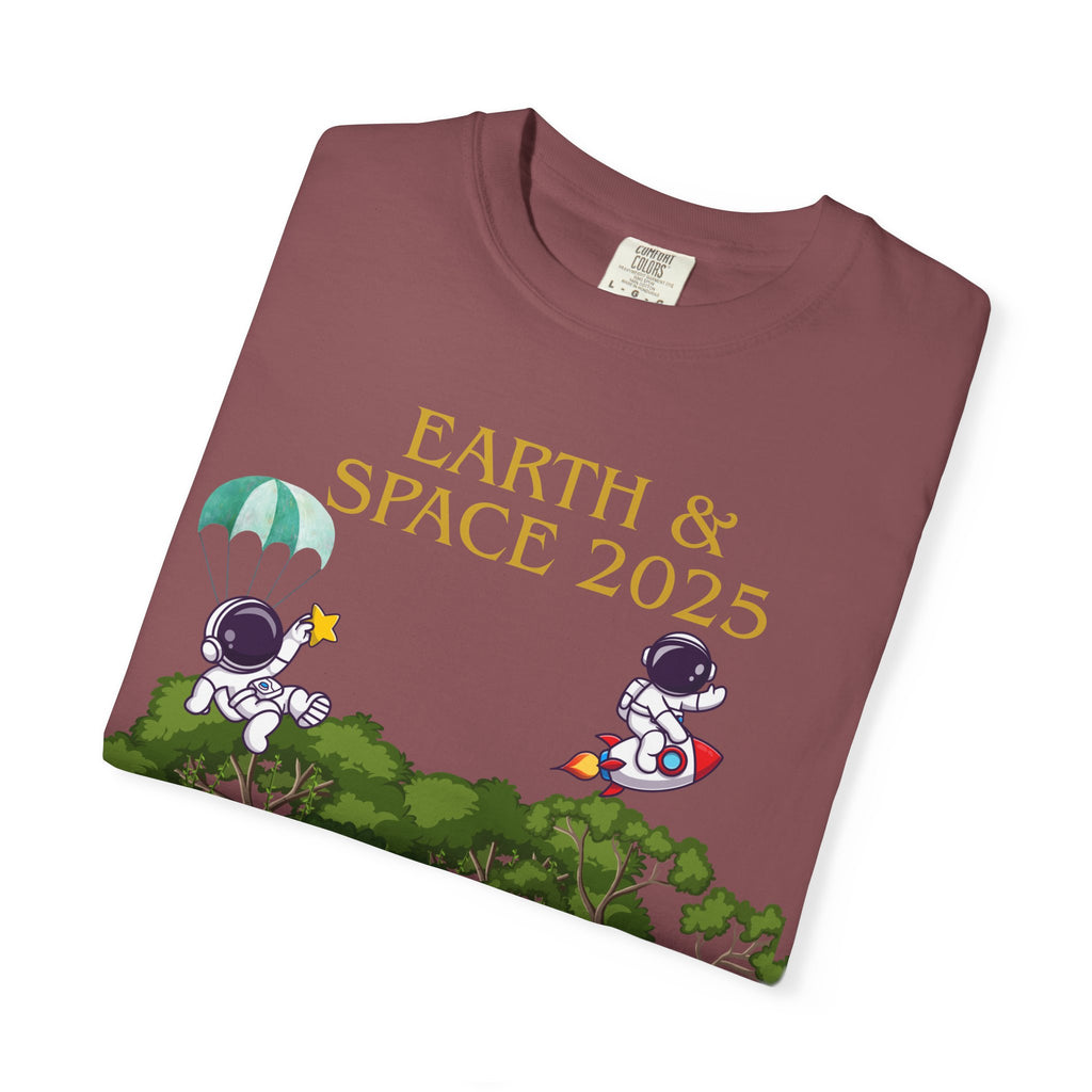 Earth & Space 2025 Unisex T-shirt, Cute Astronaut Tee, Nature Lover Shirt, Space Exploration Gift, Eco-Friendly Tee