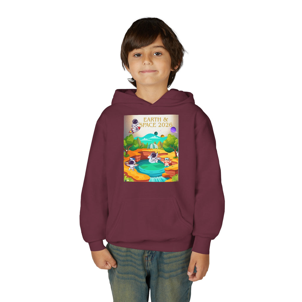 Earth & Space 2026 Youth Hoodie — Cute Space Explorer Kids Sweatshirt