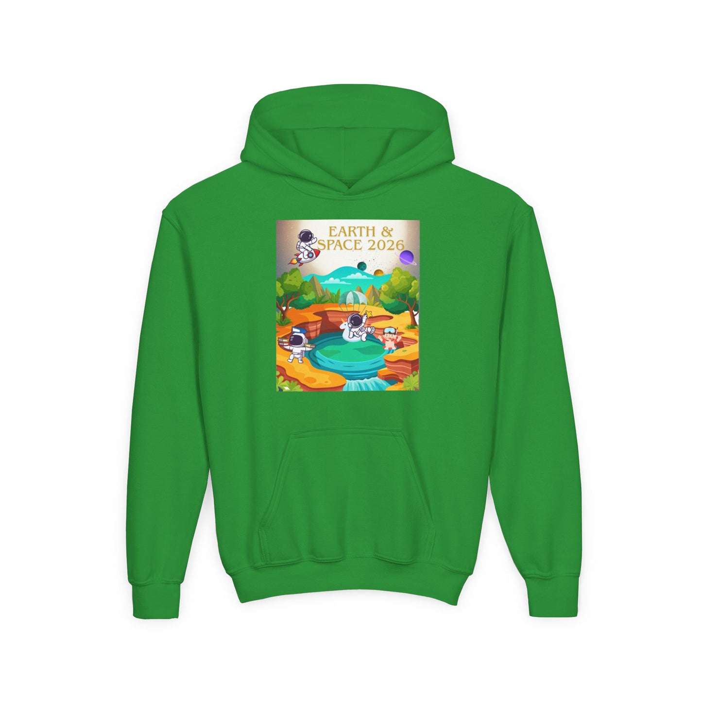 Earth & Space 2026 Youth Hoodie — Cute Space Explorer Kids Sweatshirt