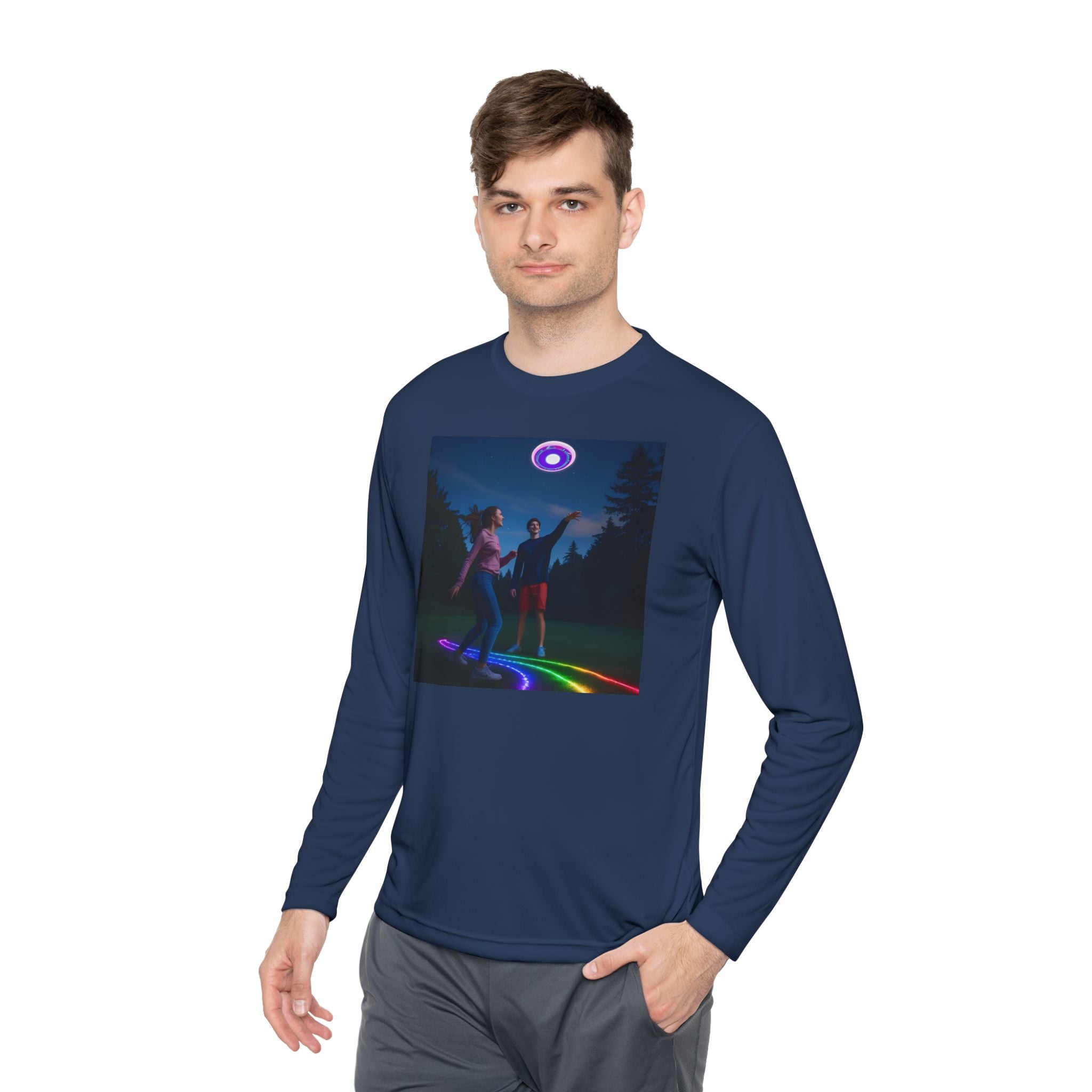 Rainbow Dance Unisex Long Sleeve Tee, Lightweight Shirt, Summer Fashion, Festival Wear, Gift for Music Lovers