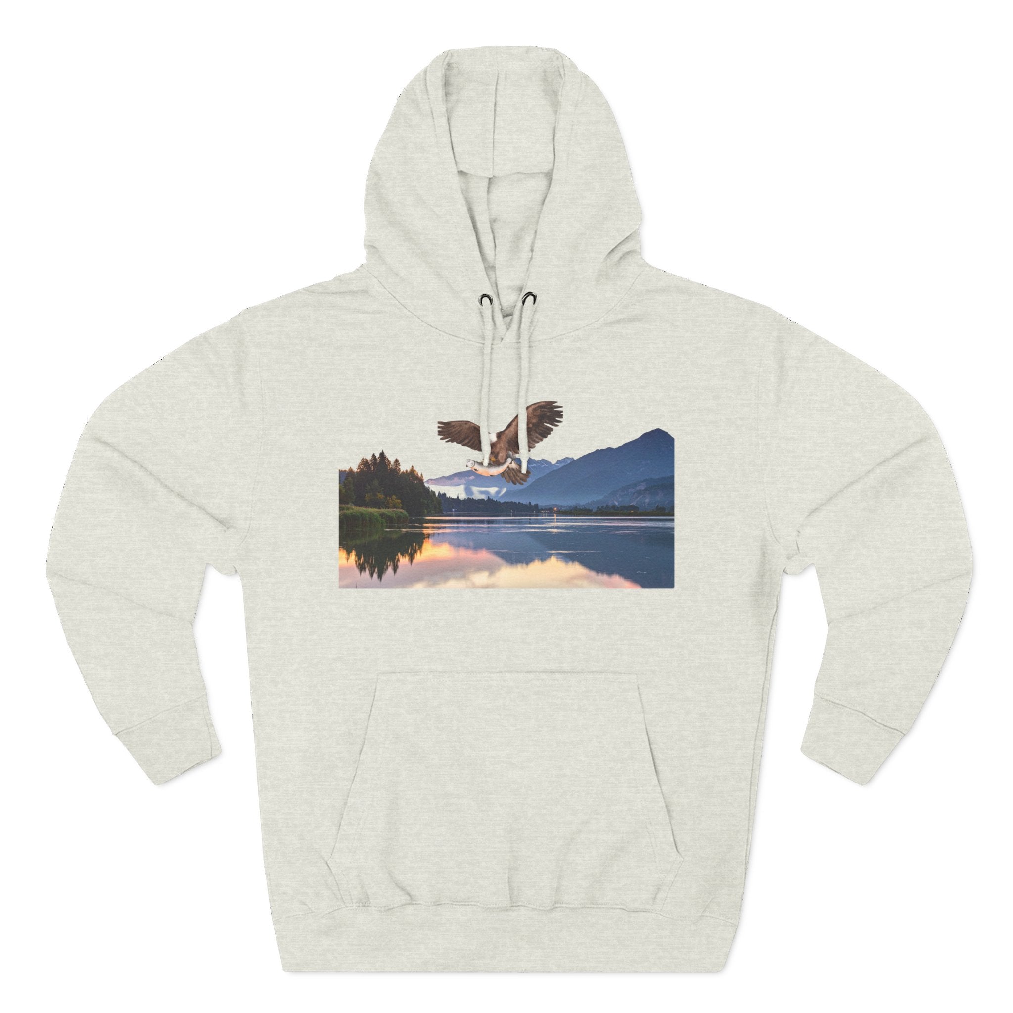 Sunset Lake Eagle Hoodie - Nature Landscape Fleece Pullover
